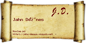 Jahn Dénes névjegykártya