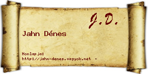 Jahn Dénes névjegykártya